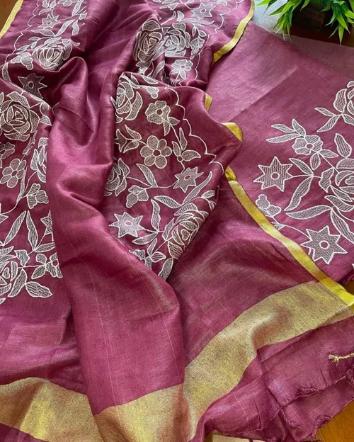 Elegant Cotton‑Linen Suit Piece with Intricate Hand Embroidery